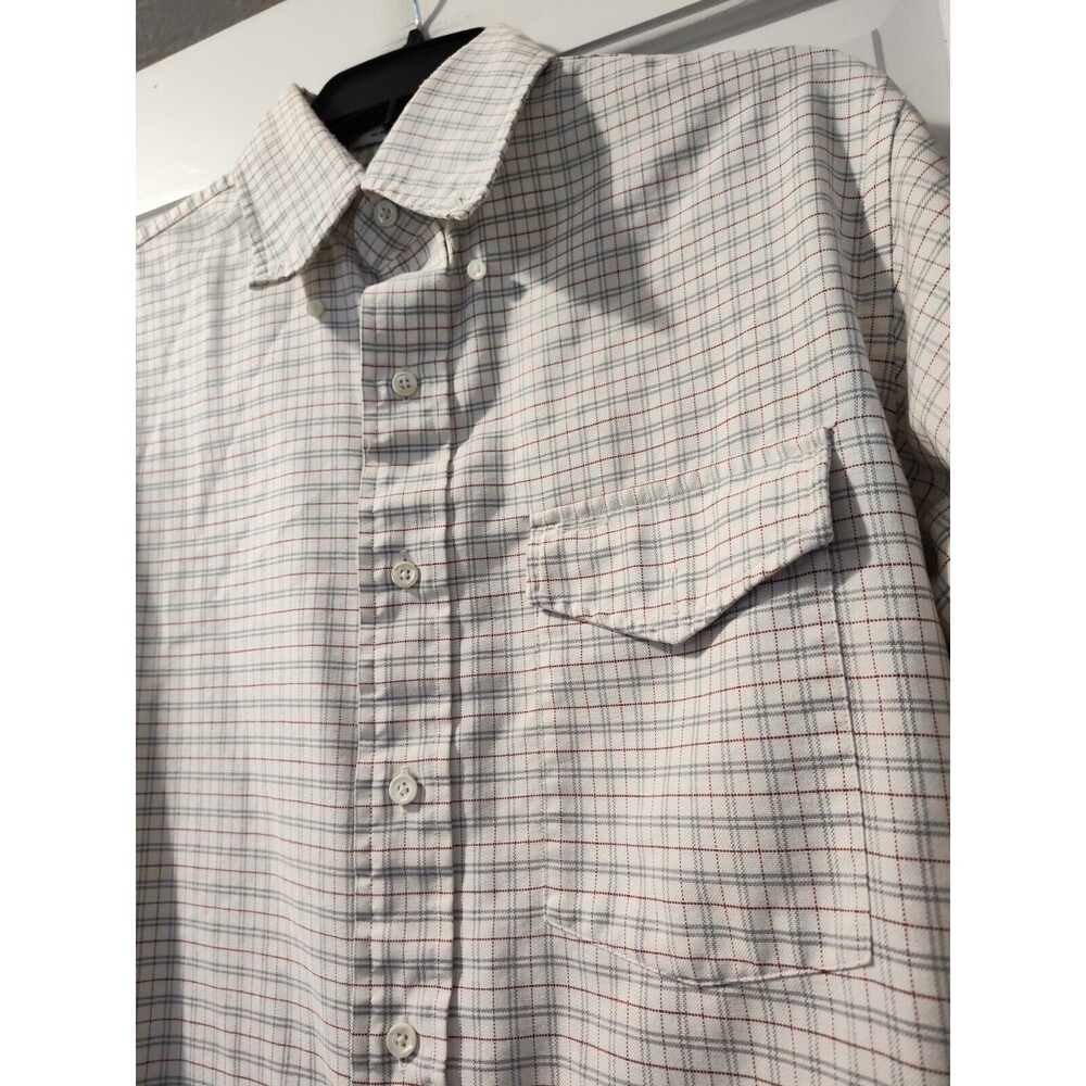 Men's LL Bean Button-Down Shirt Size 15 1/2-34 Cream Purple Single Needle Check - Picture 9 of 11